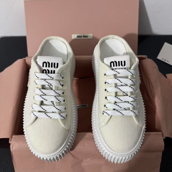 MIU MIU Women's Canvas Sneakers - Picture 2 of 5